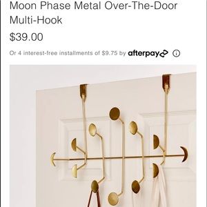 Gold over the door hook organizer